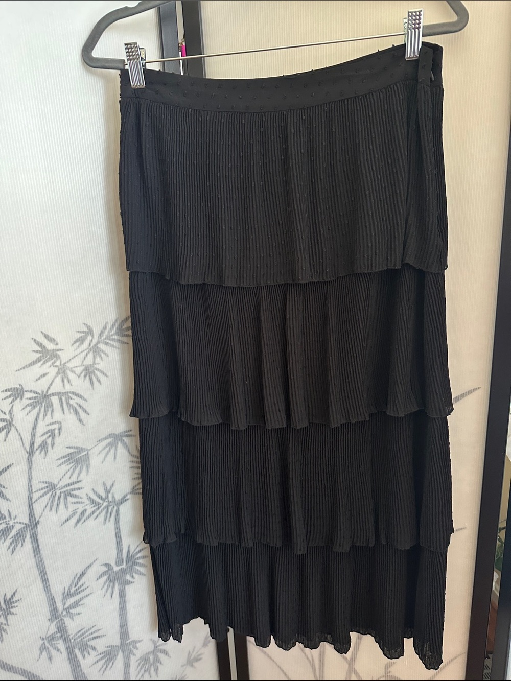 Zara Black Tiered Pleated A-Line Skirt